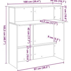 vidaXL Receptiebalie 100x50x103,5cm bewerkt hout artisanaal eikenkleur