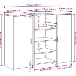 vidaXL Receptiebalie 135x50x103,5 cm bewerkt hout wit