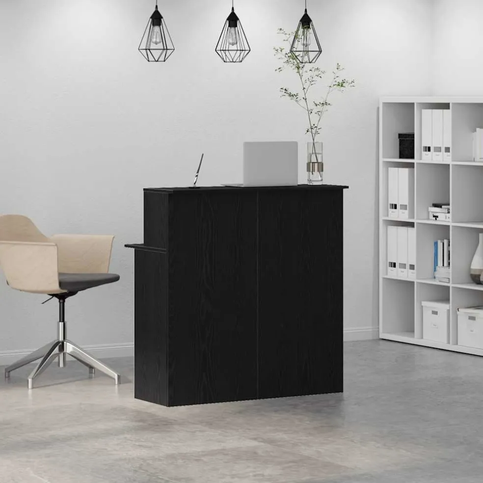 vidaXL Receptiebalie 100x50x103,5 cm bewerkt hout zwart