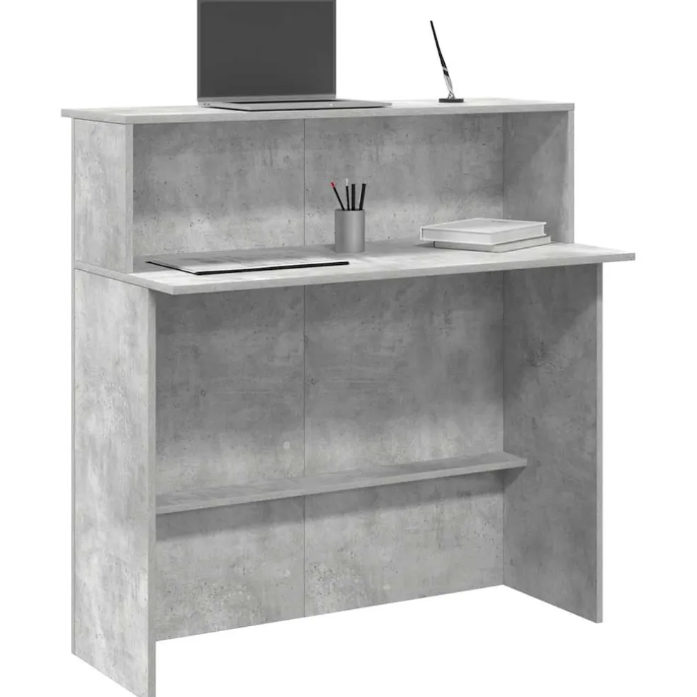 vidaXL Receptiebalie 100x50x103,5 cm bewerkt hout betongrijs