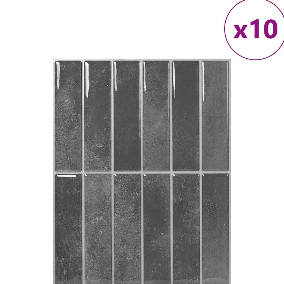 vidaXL Rechthoekige Tegel 10 st Grijs 29 x 23 x 0,08 cm
