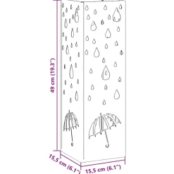 vidaXL Regen paraplu standaard Zwart 15,5 x 15,5 x 49 cm Staal