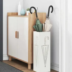 vidaXL Regen paraplu standaard Wit 15,5 x 15,5 x 49 cm Staal