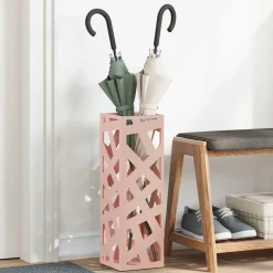 vidaXL Regen paraplu standaard Roze 15,5 x 15,5 x 49 cm Staal