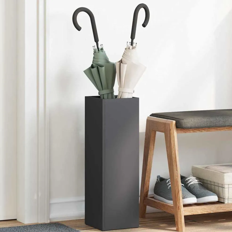 vidaXL Regen paraplu standaard Zwart 15,5 x 15,5 x 49 cm Staal