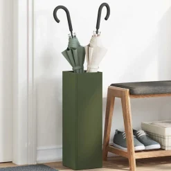 vidaXL Regen paraplu standaard Olijfgroen 15,5 x 15,5 x 49 cm Staal