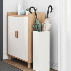 vidaXL Regen paraplu standaard Wit 15,5 x 15,5 x 49 cm Staal