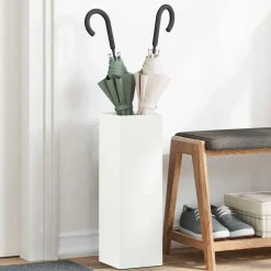 vidaXL Regen paraplu standaard Wit 15,5 x 15,5 x 49 cm Staal