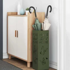 vidaXL Regen paraplu standaard Olijfgroen 15,5 x 15,5 x 49 cm Staal