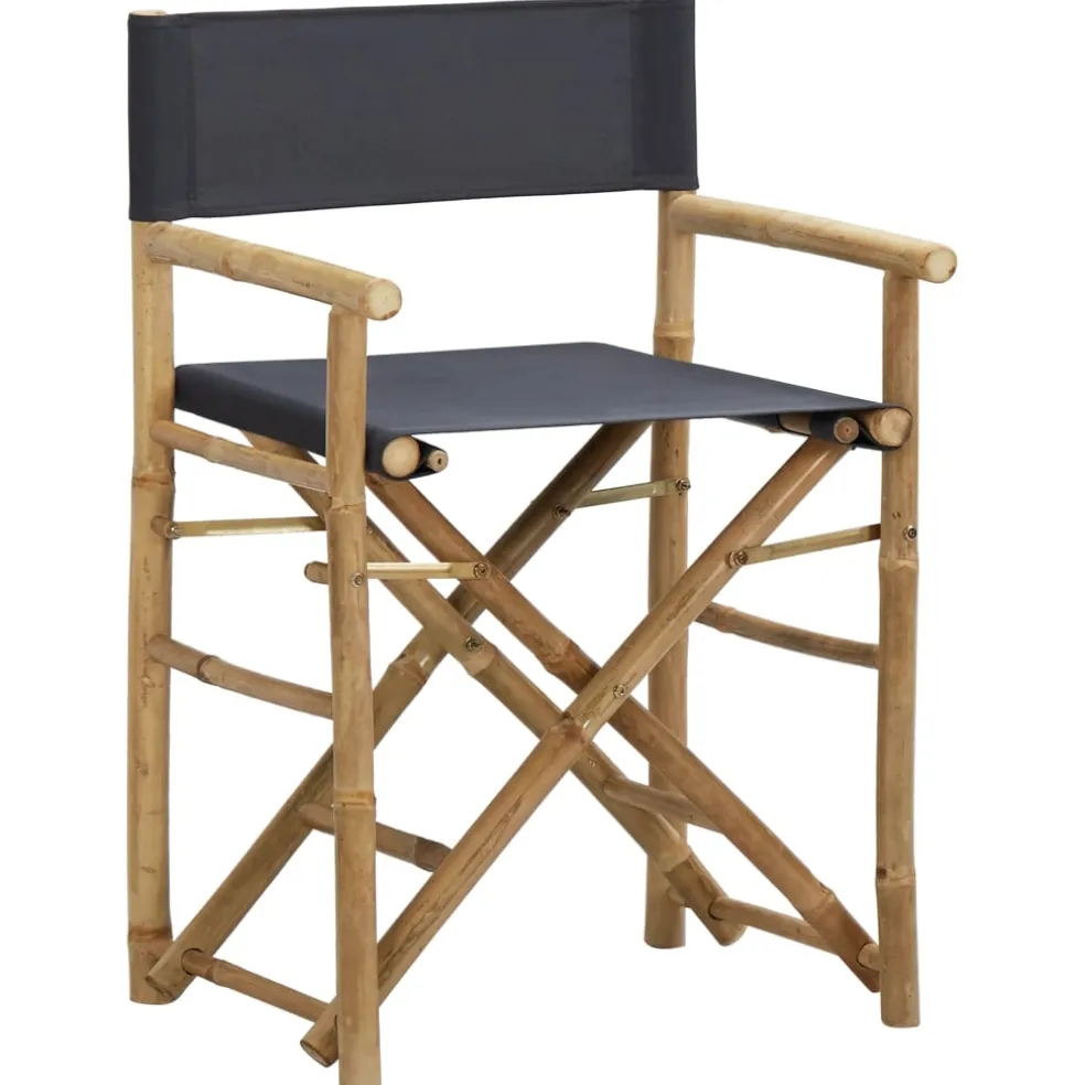 vidaXL Regisseursstoelen 2 st inklapbaar donkergrijs bamboe en stof