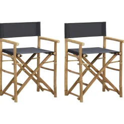 vidaXL Regisseursstoelen 2 st inklapbaar donkergrijs bamboe en stof