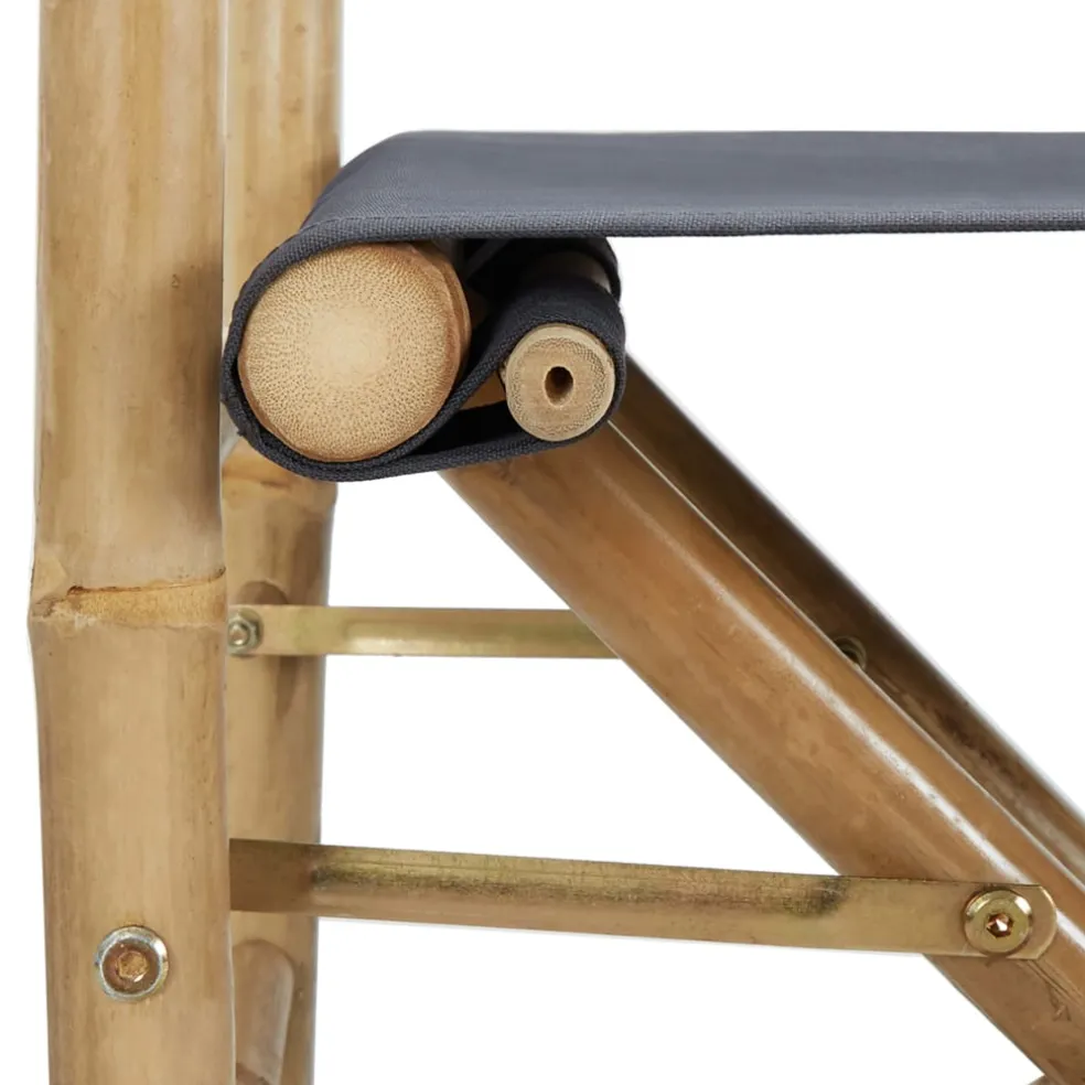 vidaXL Regisseursstoelen 2 st inklapbaar donkergrijs bamboe en stof