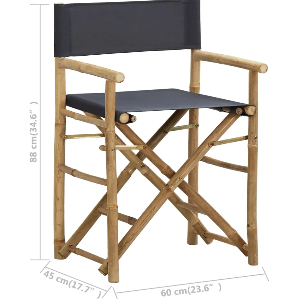 vidaXL Regisseursstoelen 2 st inklapbaar donkergrijs bamboe en stof