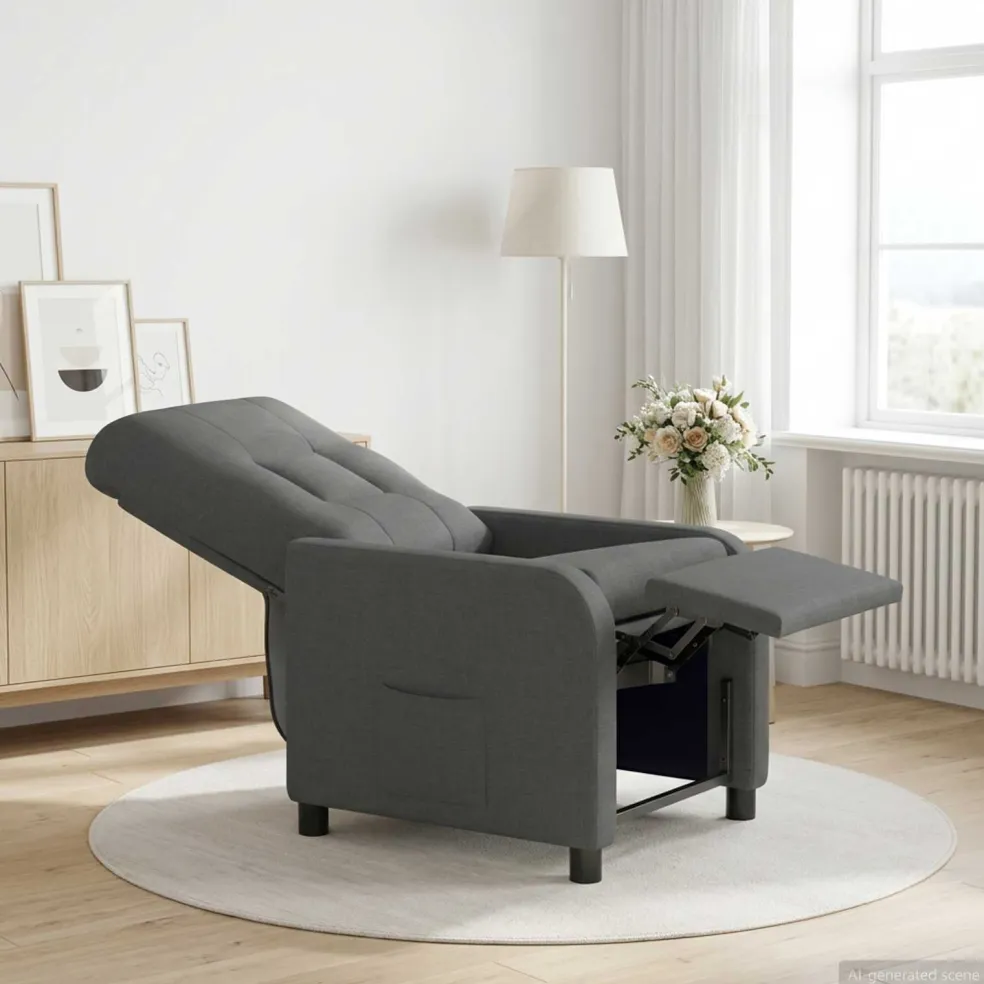 vidaXL Relaxfauteuil Donkergrijs Stof