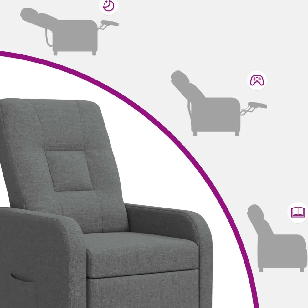 vidaXL Relaxfauteuil Donkergrijs Stof