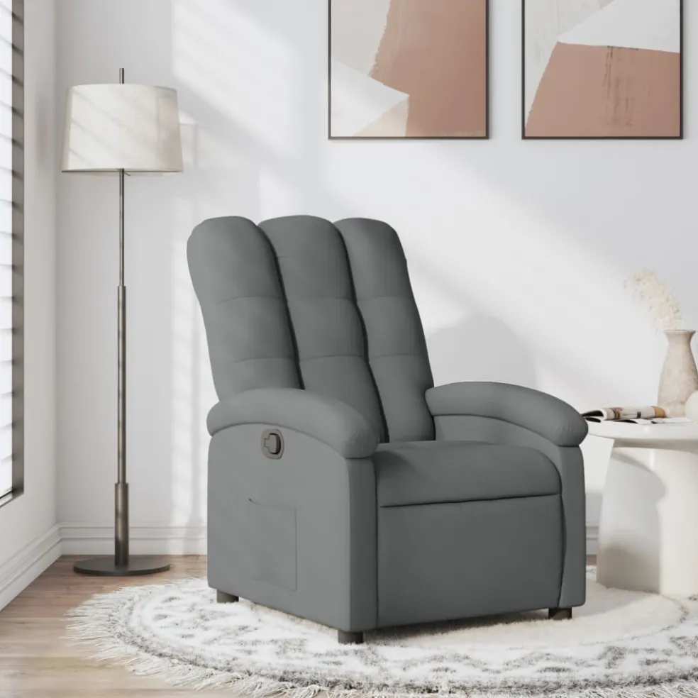 vidaXL Relaxfauteuil Donkergrijze Stof