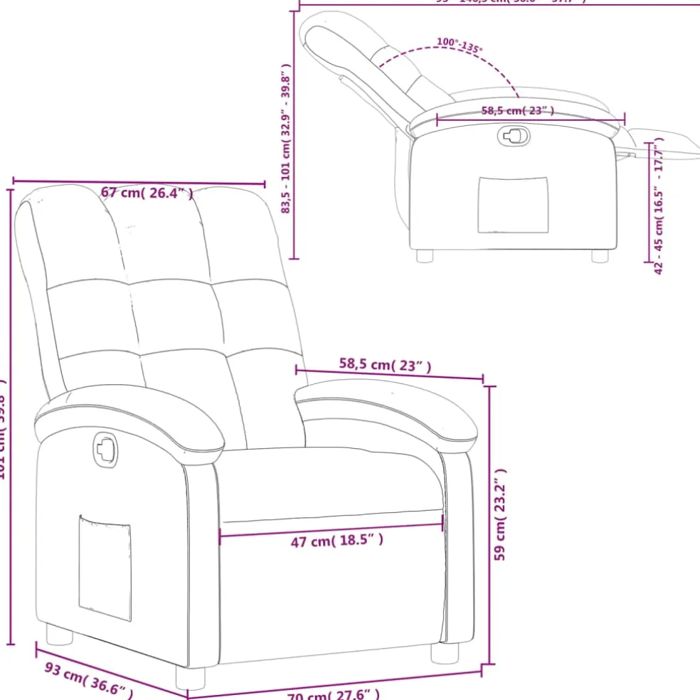vidaXL Relaxfauteuil Donkergrijze Stof