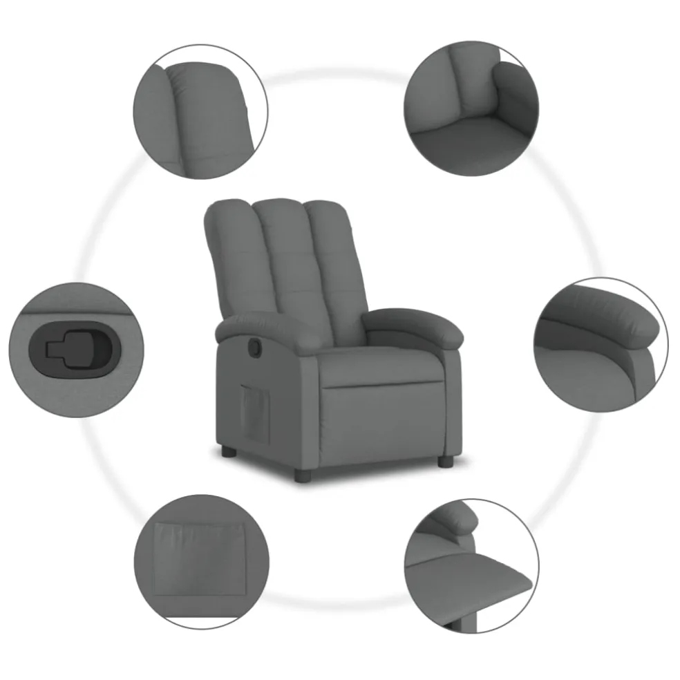 vidaXL Relaxfauteuil Donkergrijze Stof