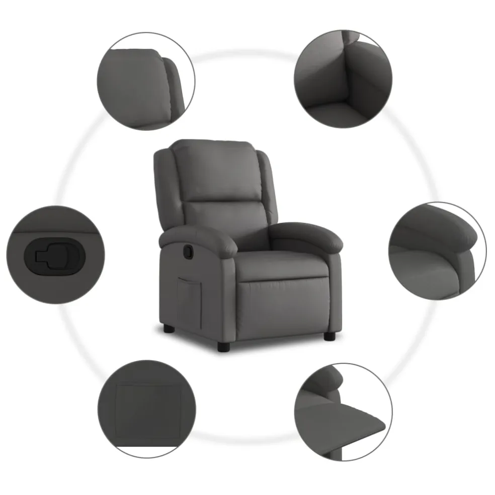 vidaXL Relaxfauteuil Grijs Echt Leer