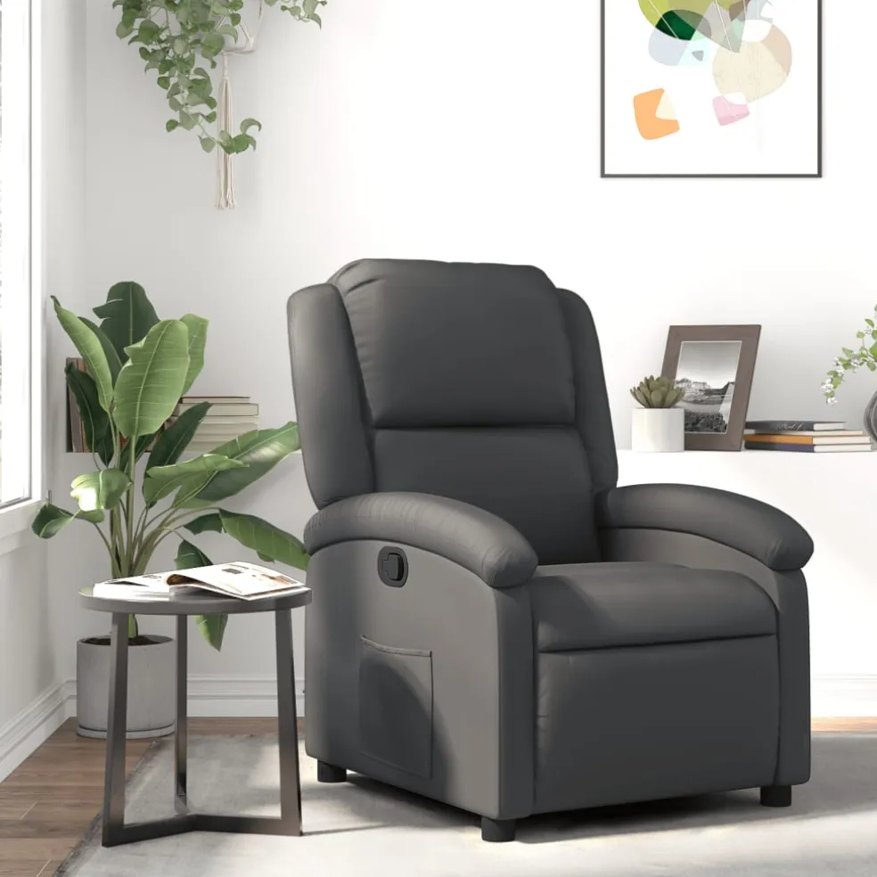 vidaXL Relaxfauteuil Grijs Echt Leer