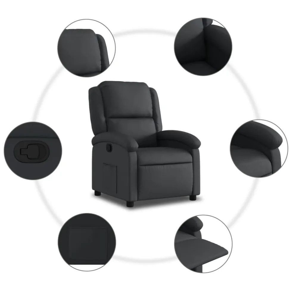 vidaXL Relaxfauteuil Zwart Echt Leer