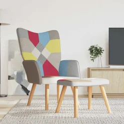 vidaXL Relaxstoel met voetenbank patchwork stof
