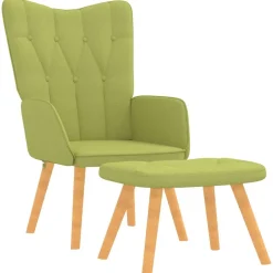 vidaXL Relaxstoel met voetenbank stof groen