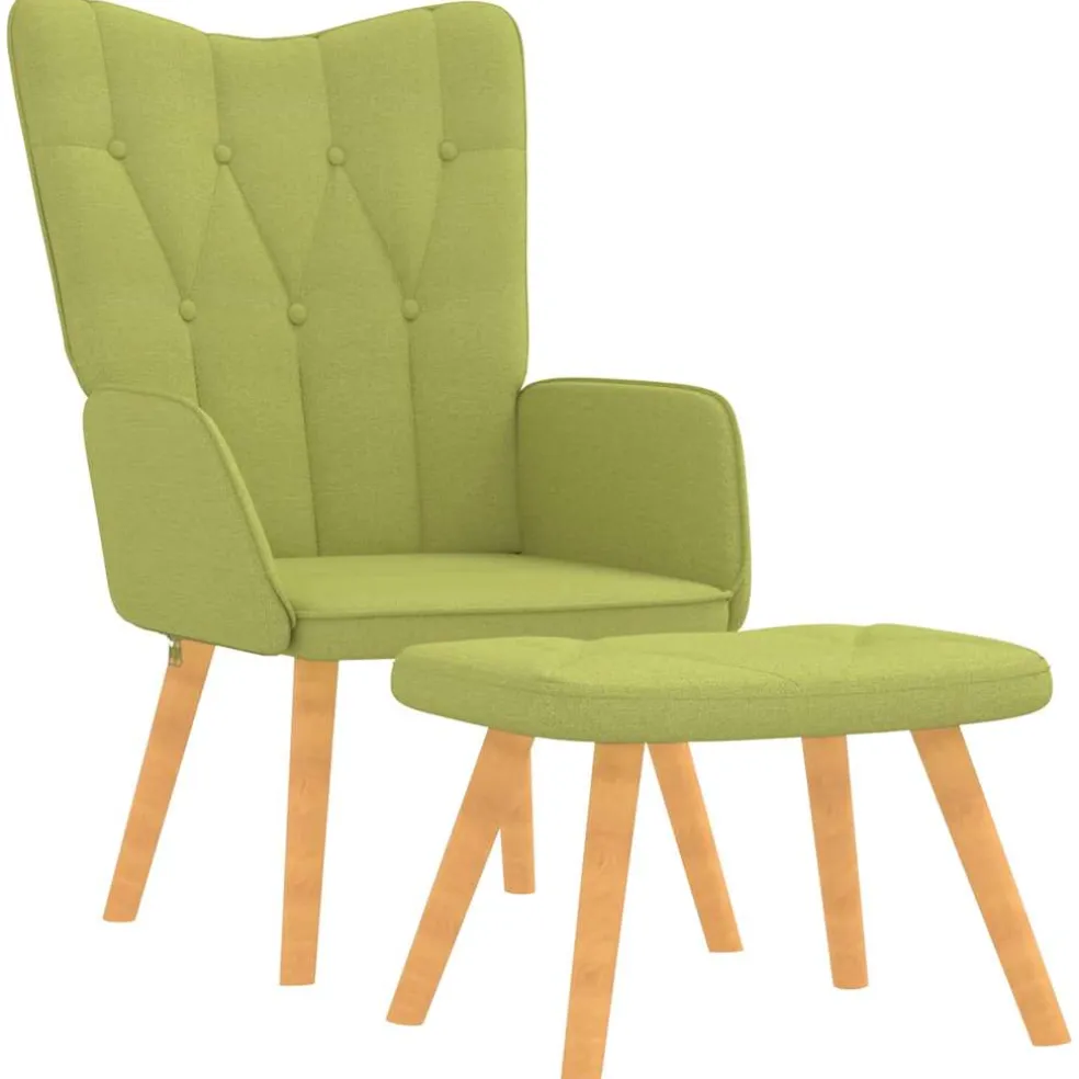 vidaXL Relaxstoel met voetenbank stof groen