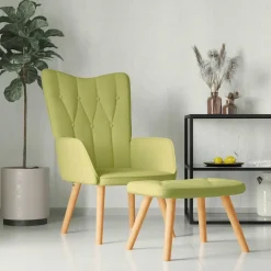 vidaXL Relaxstoel met voetenbank stof groen