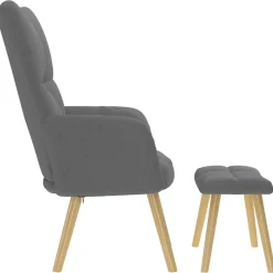 vidaXL Relaxstoel met voetenbank stof donkergrijs