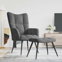 vidaXL Relaxstoel met voetenbank fluweel donkergrijs