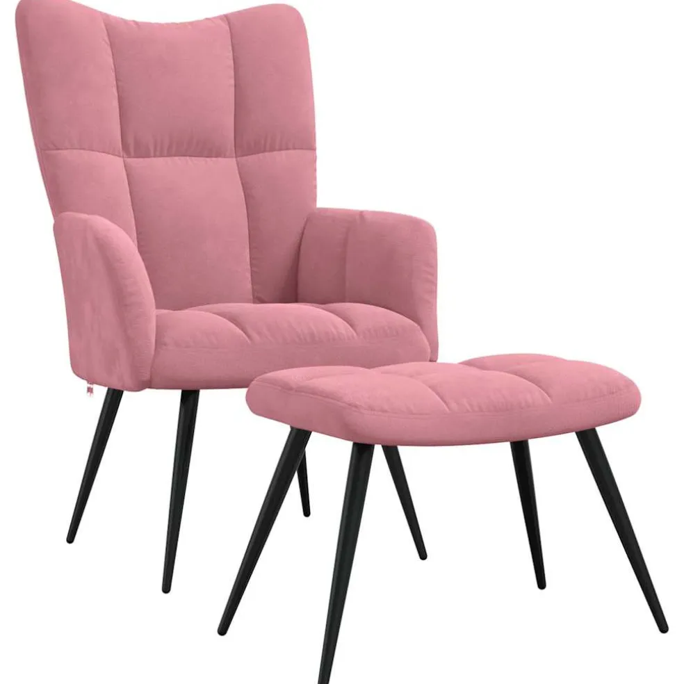 vidaXL Relaxstoel met voetenbank fluweel roze