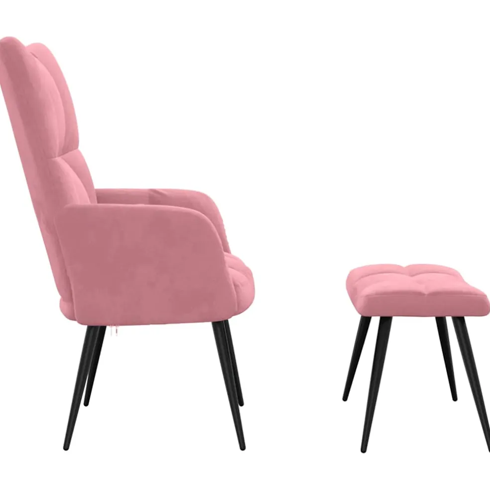 vidaXL Relaxstoel met voetenbank fluweel roze