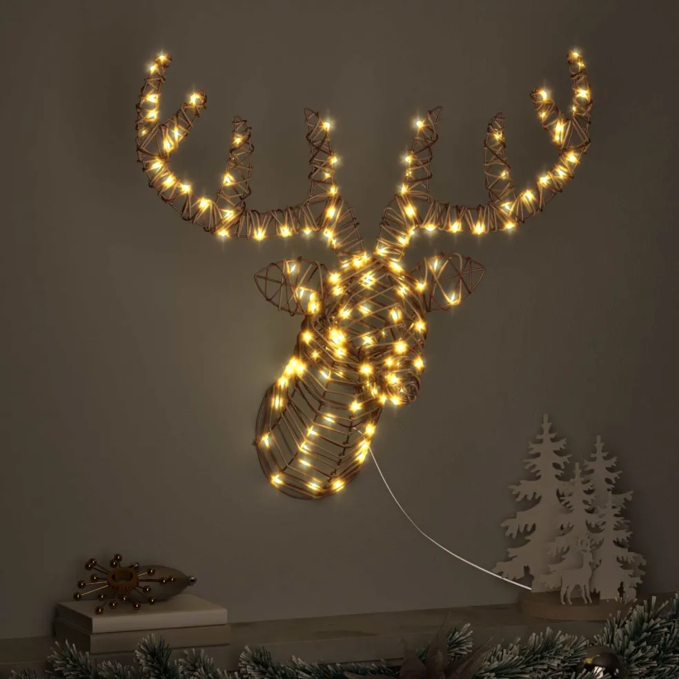 vidaXL Rendier trek slede 140 LED's Warmwit 68 x 36,5 x 62,5 cm Rattan