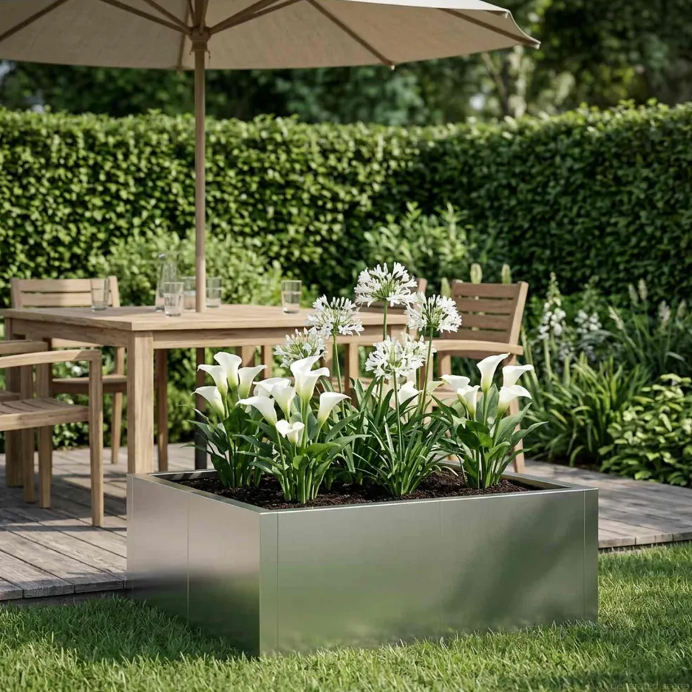 vidaXL Retentiewall 4 st 100 x 100 x 30 cm Roestvrij staal zilver