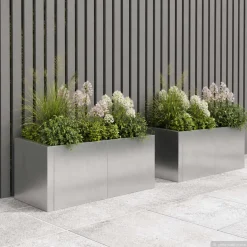 vidaXL Retentiewall 4 st 100 x 100 x 30 cm Roestvrij staal zilver