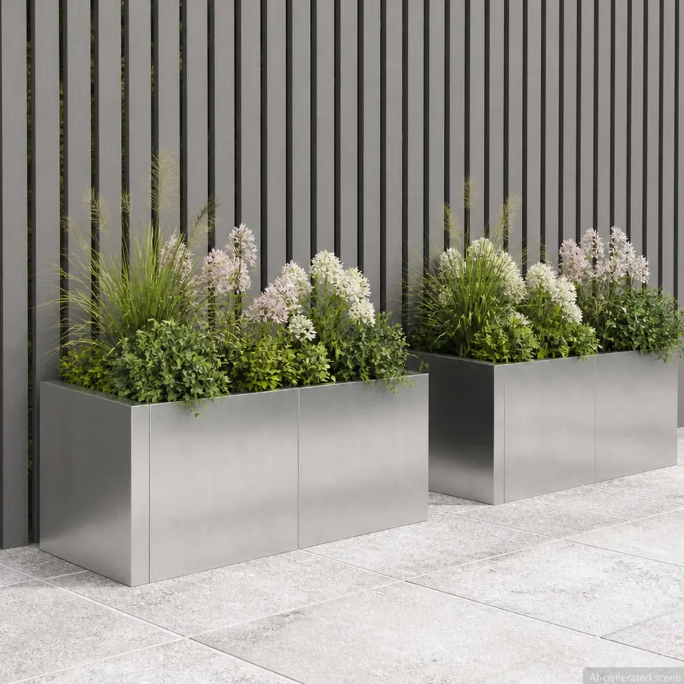 vidaXL Retentiewall 4 st 100 x 100 x 30 cm Roestvrij staal zilver