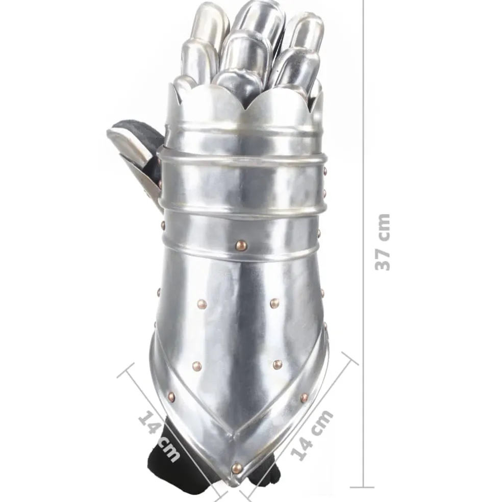 vidaXL Ridderhandschoenen middeleeuws replica LARP staal zilverkleurig