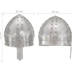 vidaXL Ridderhelm middeleeuws replica LARP staal zilverkleurig