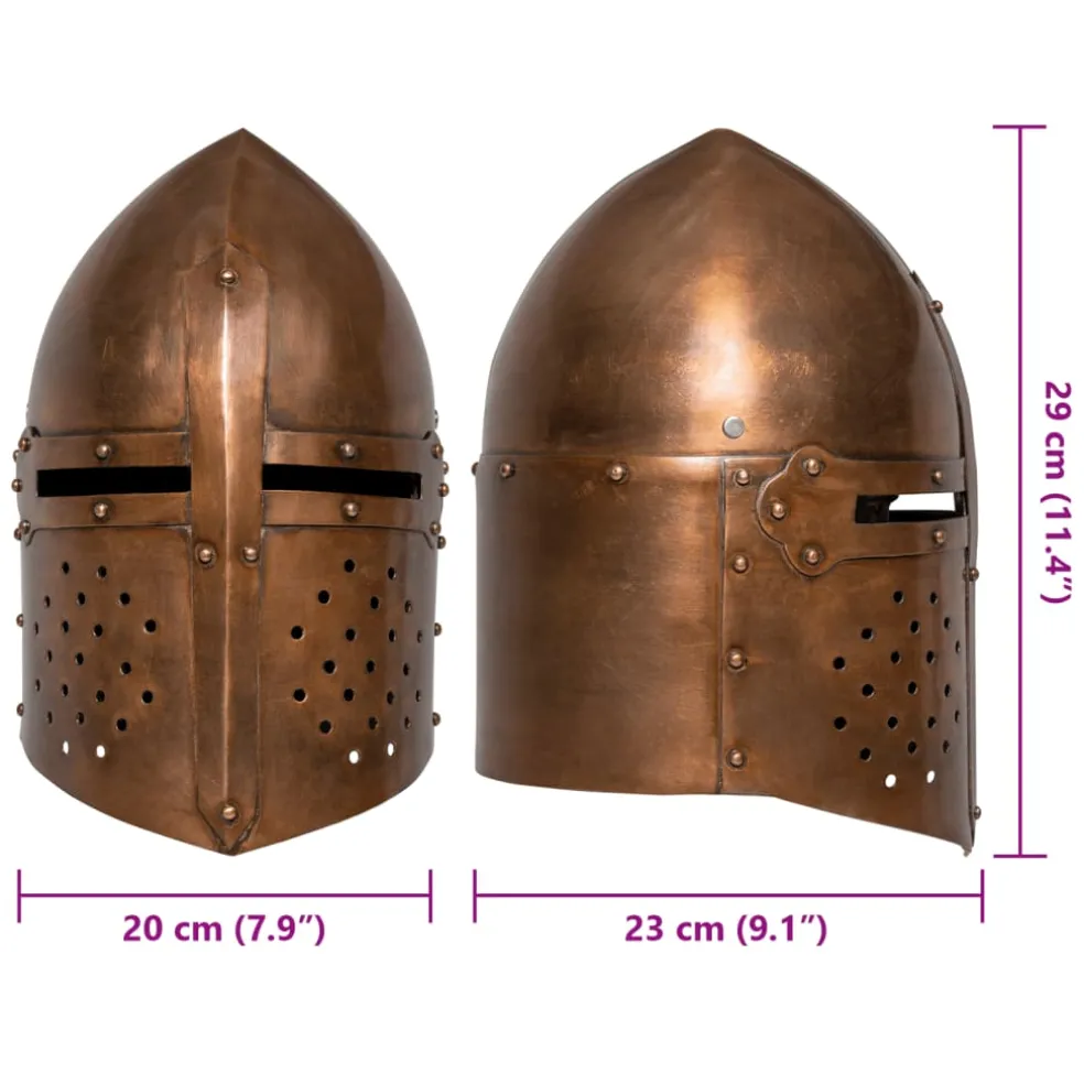 vidaXL Ridderhelm middeleeuws replica LARP staal koperkleurig