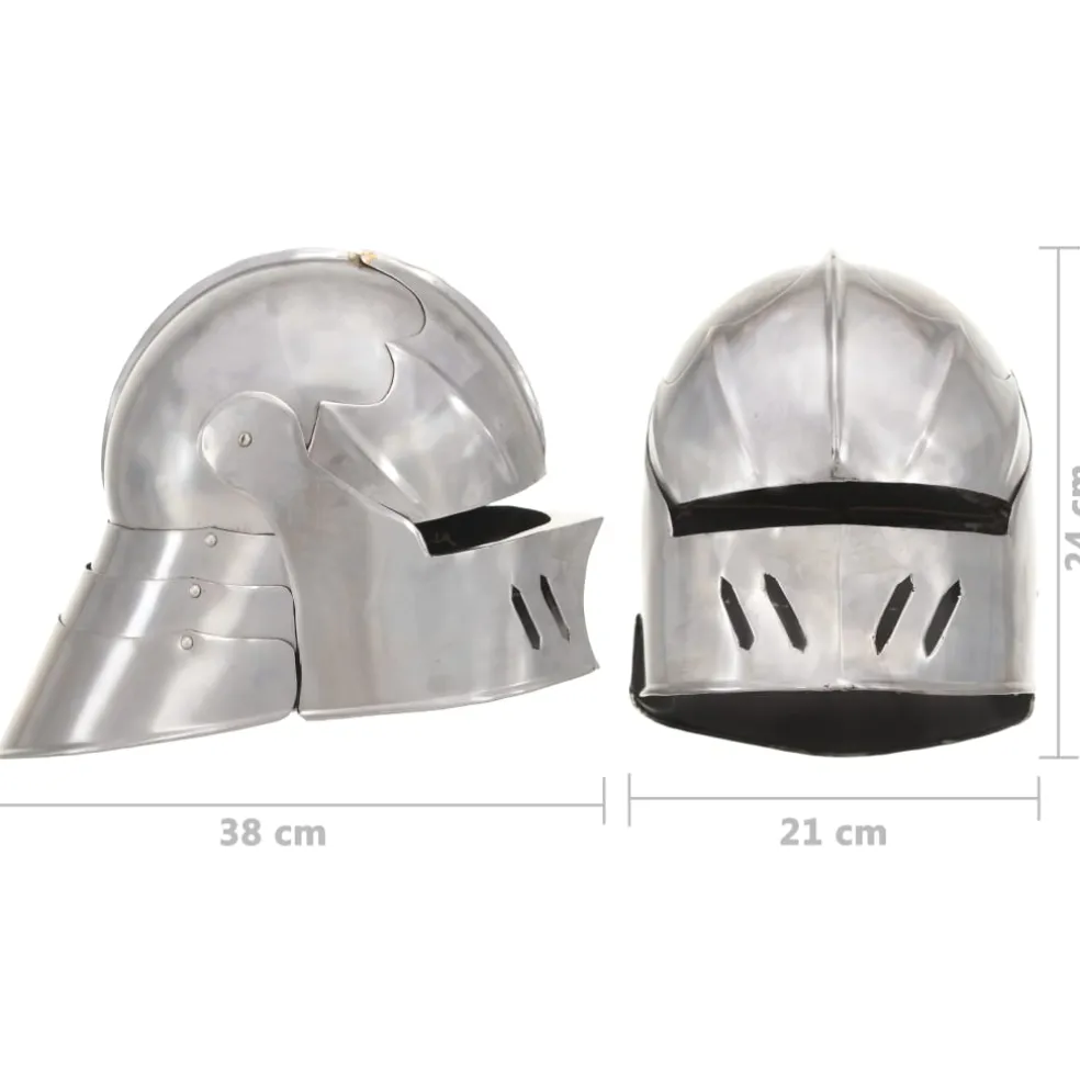 vidaXL Ridderhelm middeleeuws replica LARP staal zilverkleurig