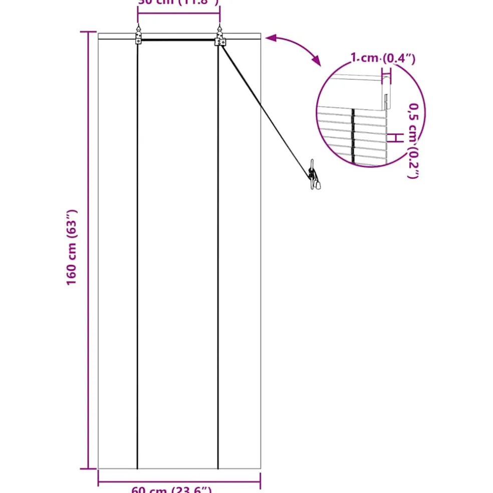 vidaXL Rolgordijn Geel 60 x 160 cm Bamboe