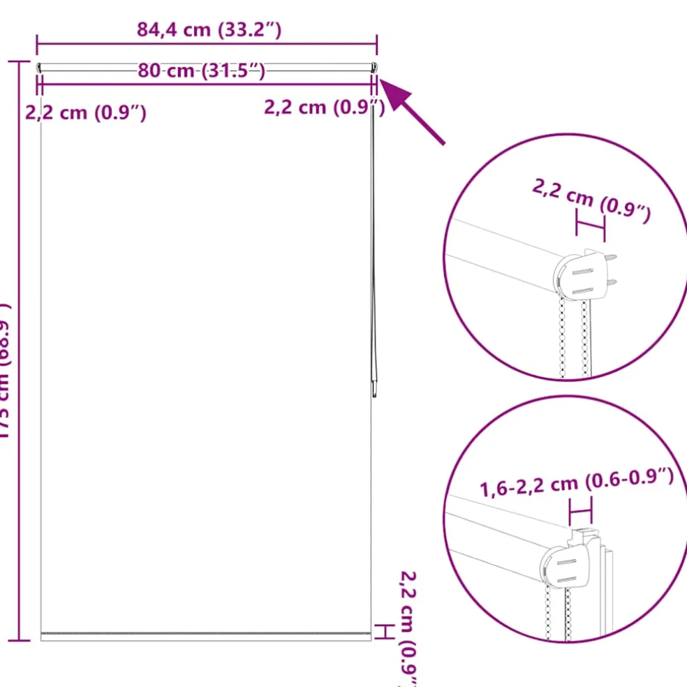 vidaXL Rolgordijn verduisterend 84,4 x 175 cm stofbreedte 80 cm koffiebruin