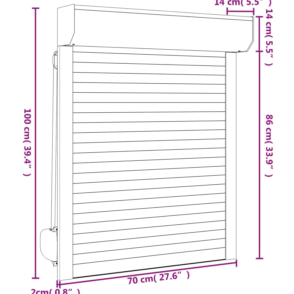vidaXL Roljaloezie Antraciet 70 x 100 cm Aluminium en Polyurethaan