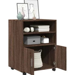 vidaXL Rolkast 60x48x81 cm bewerkt hout bruin eikenkleur