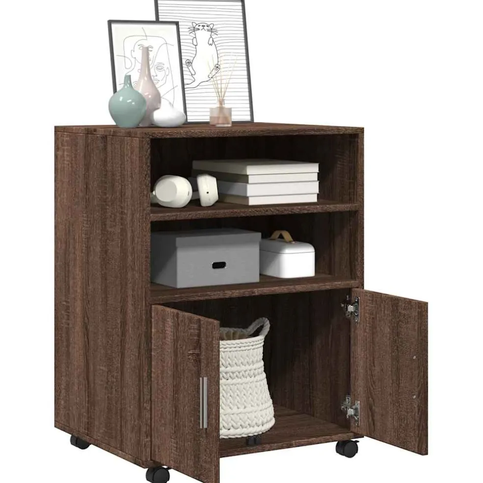 vidaXL Rolkast 60x48x81 cm bewerkt hout bruin eikenkleur