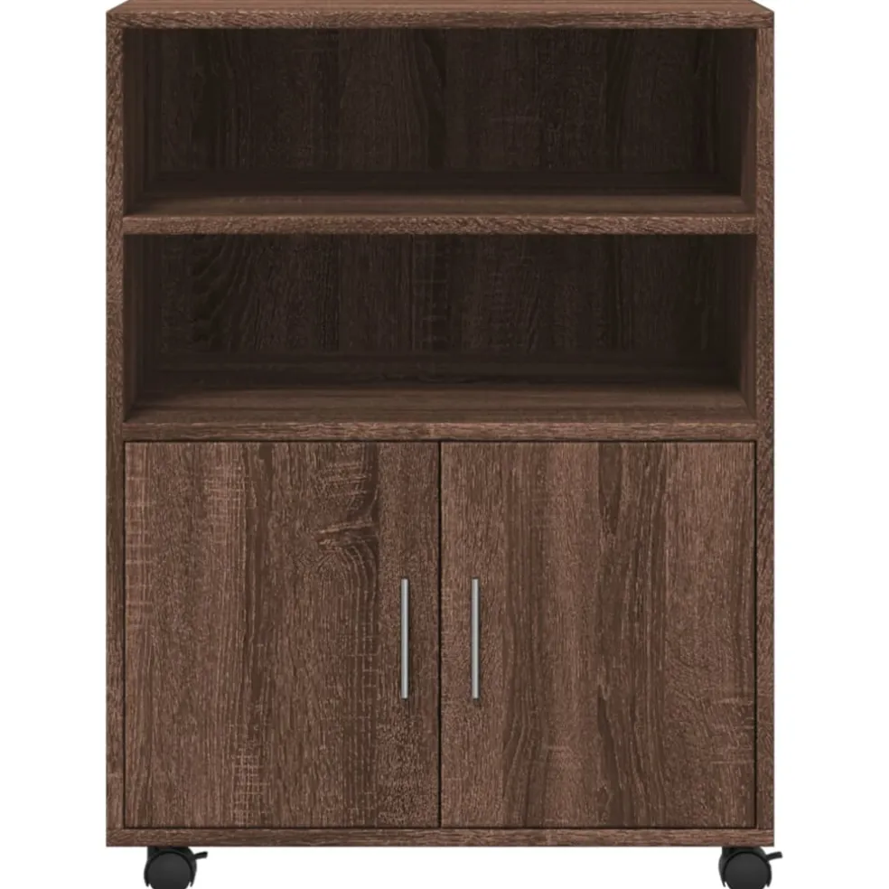 vidaXL Rolkast 60x48x81 cm bewerkt hout bruin eikenkleur