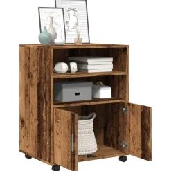 vidaXL Rolkast 60x48x81 cm bewerkt hout oud houtkleurig