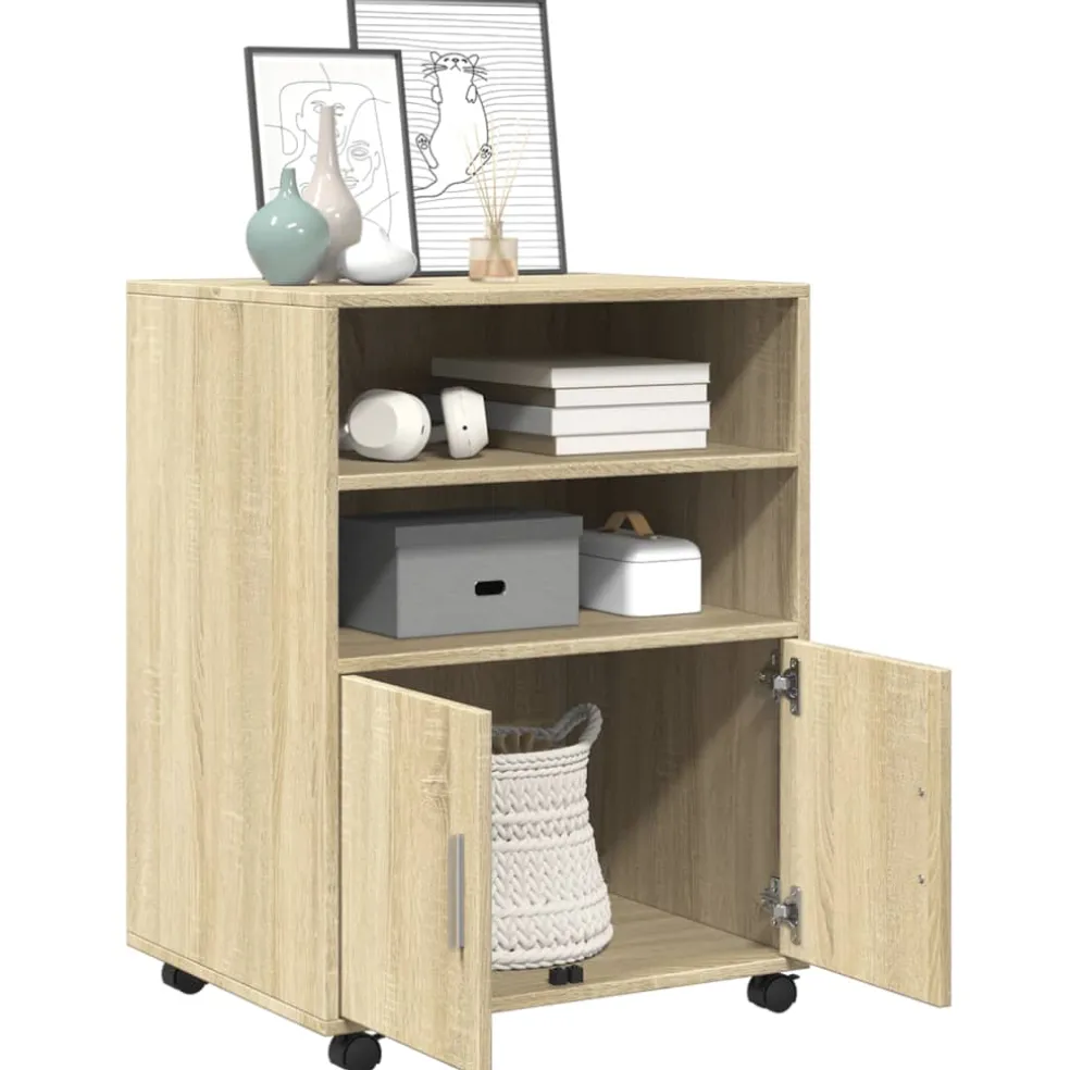 vidaXL Rolkast 60x48x81 cm bewerkt hout sonoma eikenkleurig
