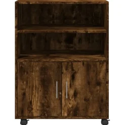 vidaXL Rolkast 60x48x81 cm bewerkt hout gerookt eikenkleurig